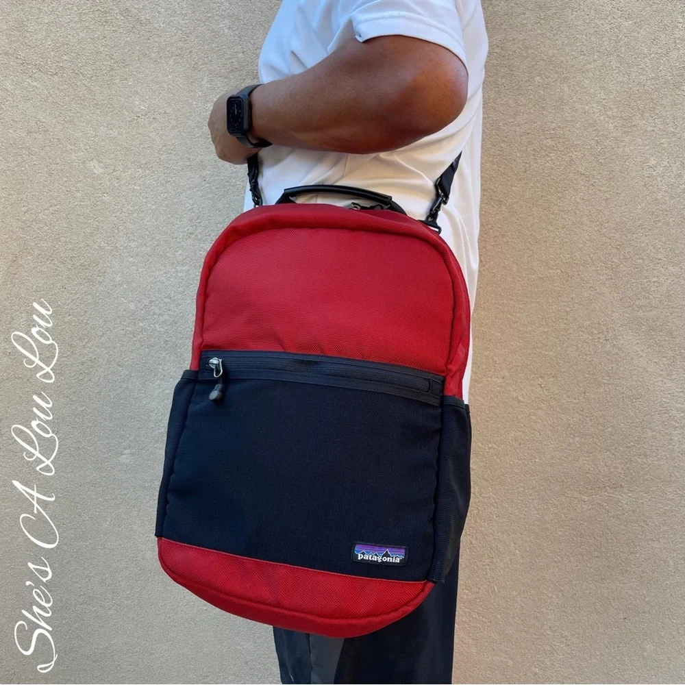 RARE Patagonia 2004, laptop, commuter, travel, nylon shoulder bag in Red/Blk