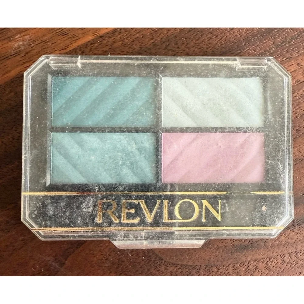 Vintage Discontinued Revlon Eyeshadow Quad Aquatints Shimmer Eye‎ Shadow Blues
