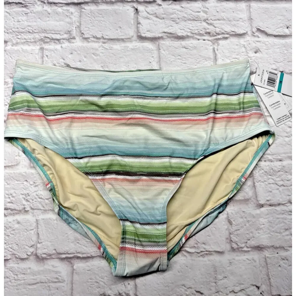NWT Jantzen Smoothing Controlling UPF 50 Swim Bikini Tankini Bottom Stripe 16