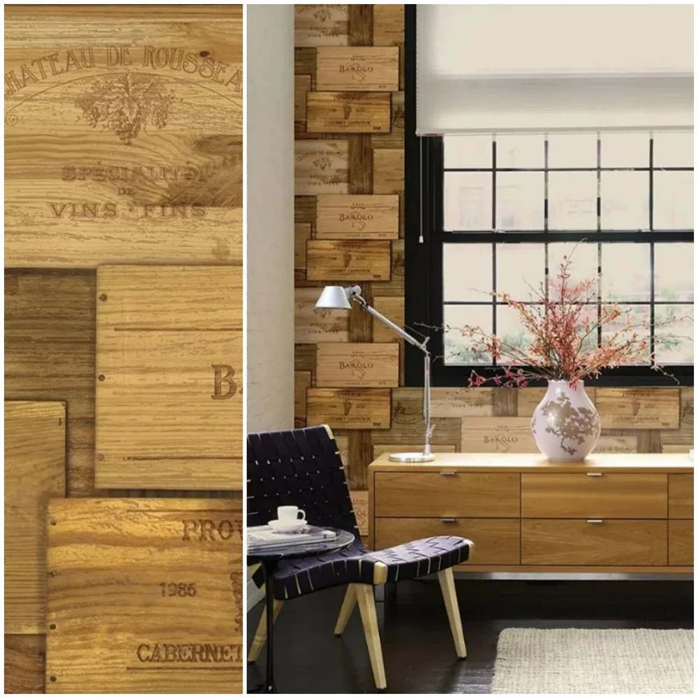 Wallpaper Border Wooden Wine Crates
