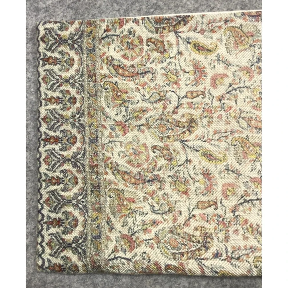 Pottery Barn Jaxton Print Lumbar Pillow Cover Beige 16x26 Paisley