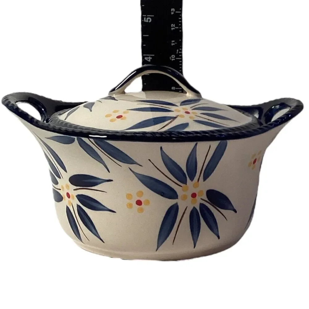 Temp-tations Blue Old World Round 16 oz. Handled Covered Casserole