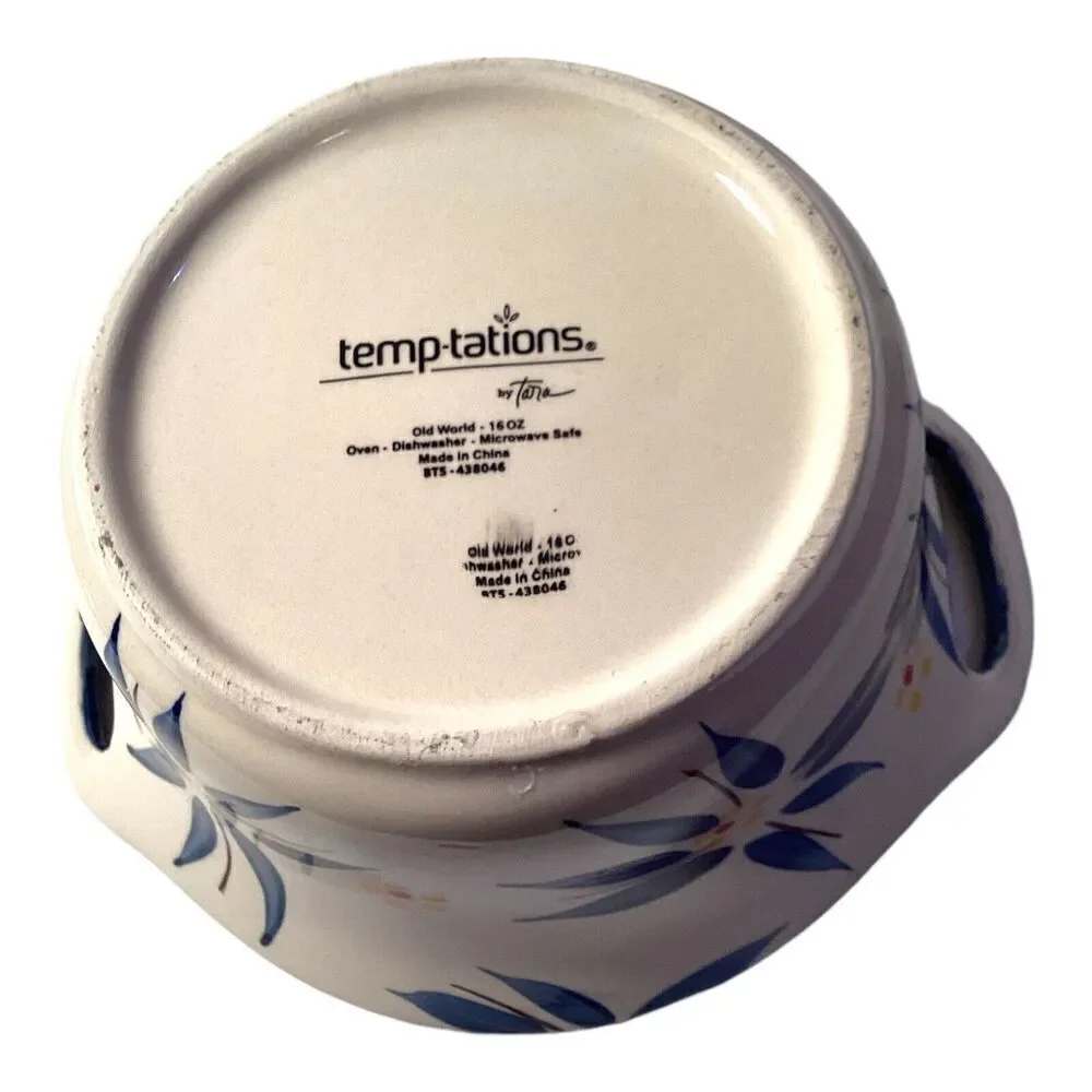 Temp-tations Blue Old World Round 16 oz. Handled Covered Casserole