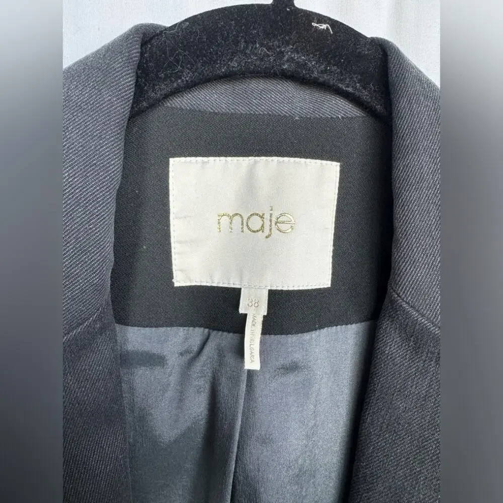 Maje Black & Denim Like Collar Blazer Size 38/M