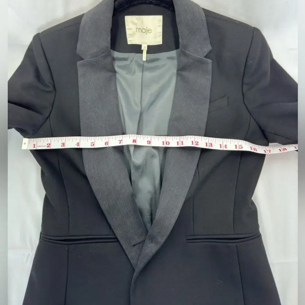 Maje Black & Denim Like Collar Blazer Size 38/M