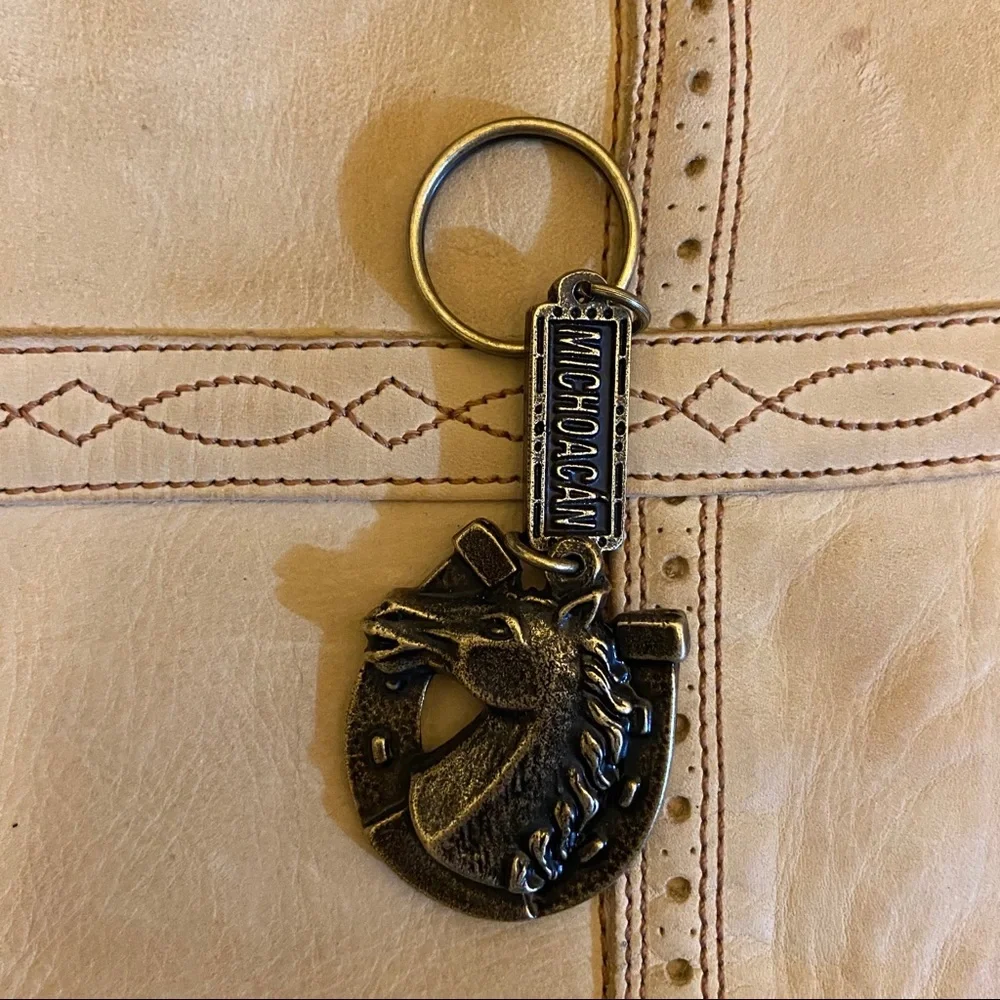 Western Keychain Horseshoe & Horse Metal 3.5” Country Southwestern Key-Holder