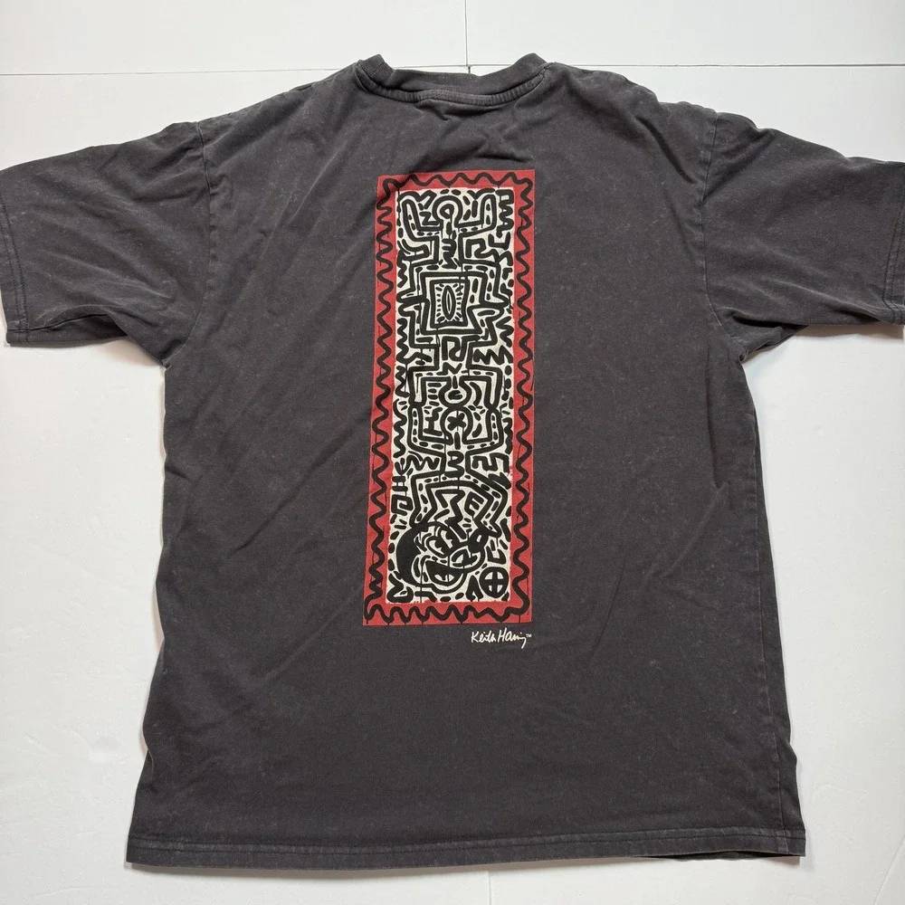 Disney Mickey Mouse Keith Haring Shirt Youth 12-14 Black Graphic Tee H&M