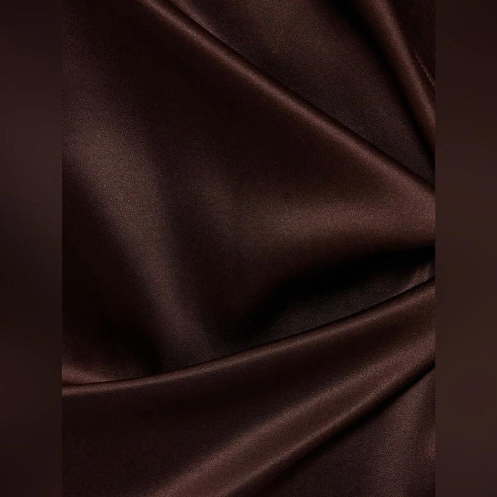 RALPH LAUREN COLLECTION SHEA BROWN SILK WRAP BLOUSE TOP