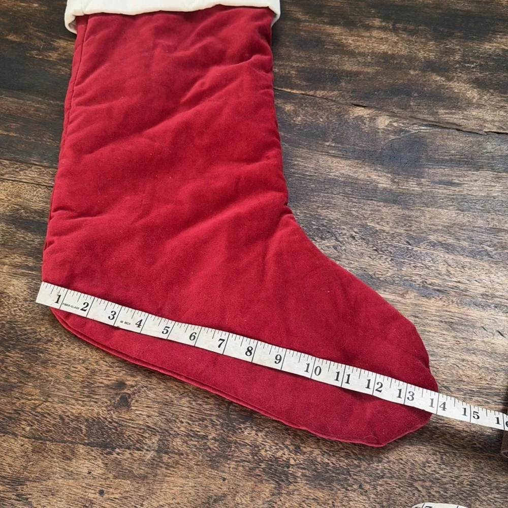 Pottery Barn Red Velvet Christmas Stocking with DAD embroidered on it NWT