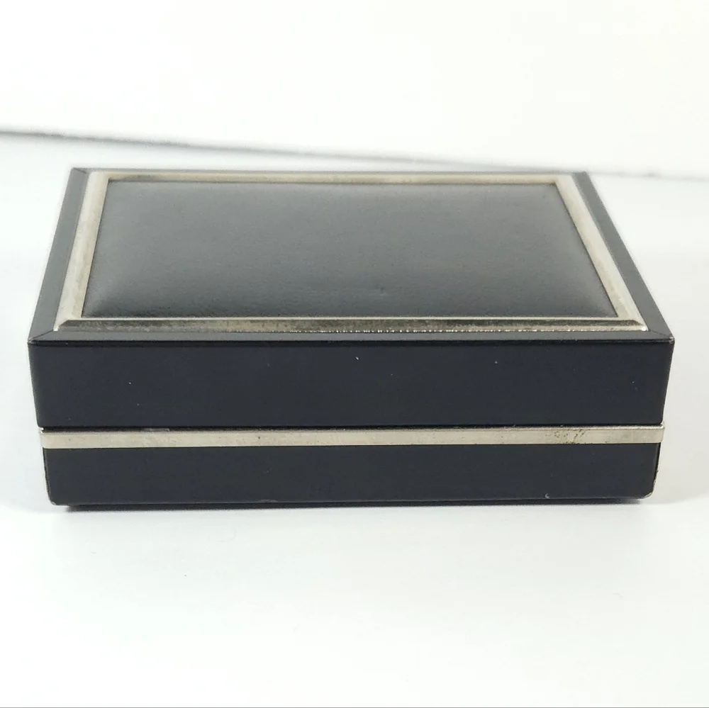 Vintage Swank Silver & Black Onyx Cuff Link Tie Lapel Pin Browning Fifth Avenue