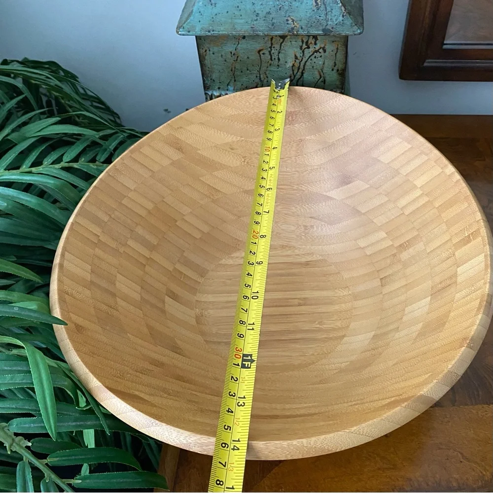 Island Bamboo Salad Serving Bowl with Utensils