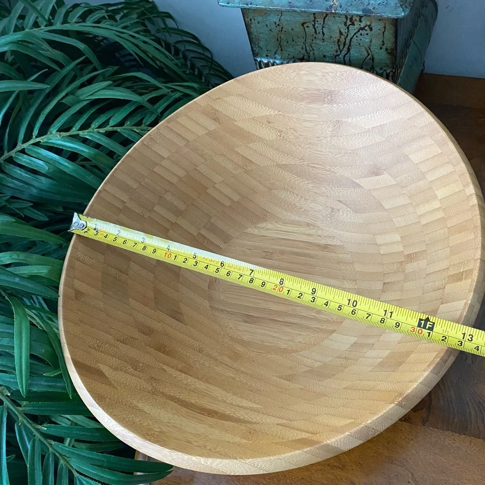 Island Bamboo Salad Serving Bowl with Utensils