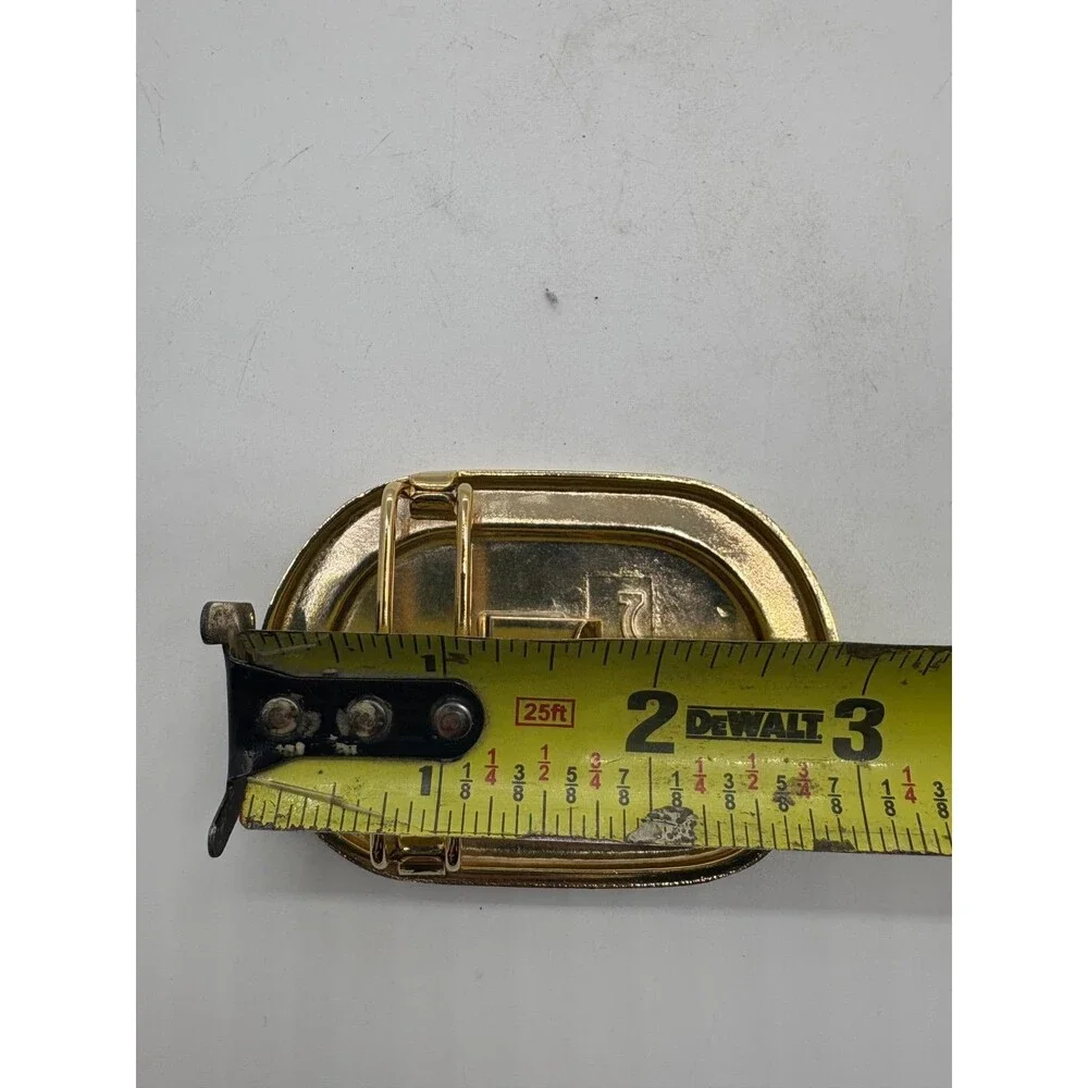 Vintage Motion East Gold Tone Oval Interchangable Solid Belt Buckle 2