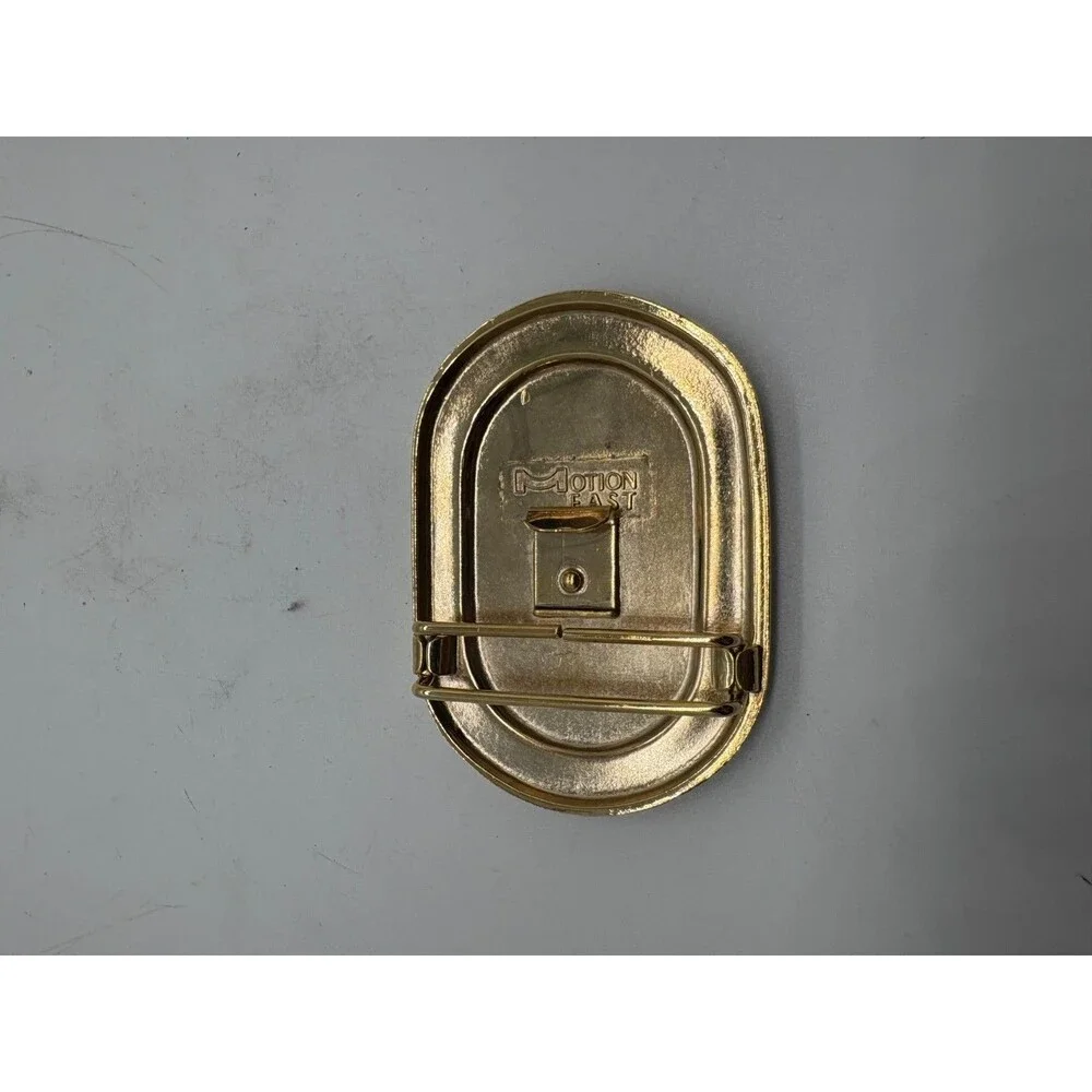 Vintage Motion East Gold Tone Oval Interchangable Solid Belt Buckle 2
