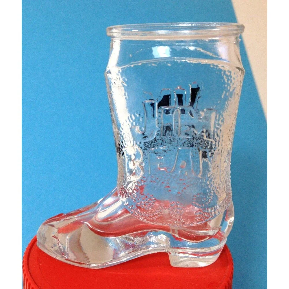Jim Beam Shot Glass Whiskey Boot Shape Vintage