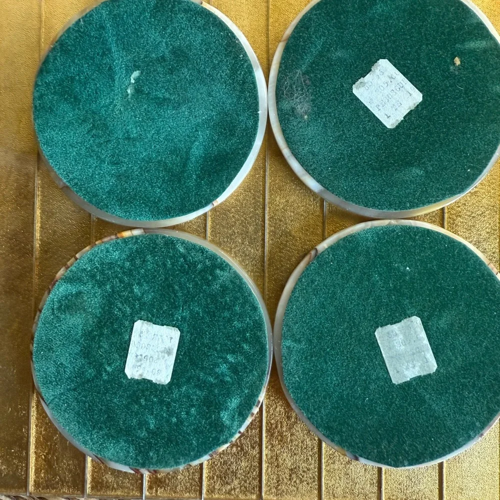 Italian agate marble round MCM coasters x4