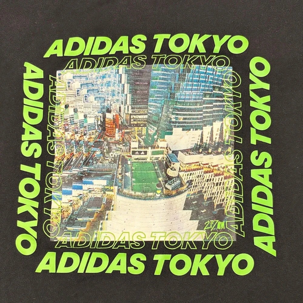 Adidas Tokyo Size MEDIUM LARGE Black Neon Green Graphic Tee Shirt