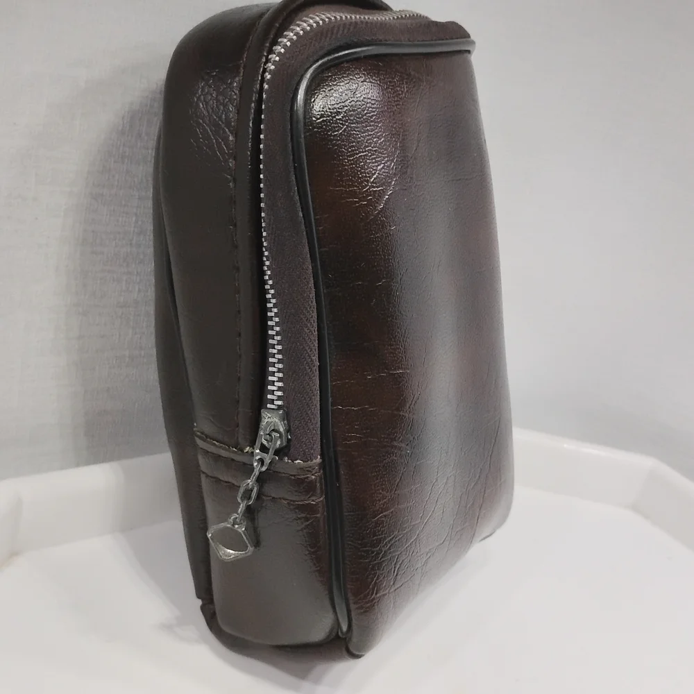 Vtg Wo/Men's Leather Belt Pouch Clip-on Waist Bag Soft 100% Cashmere Inside Nice