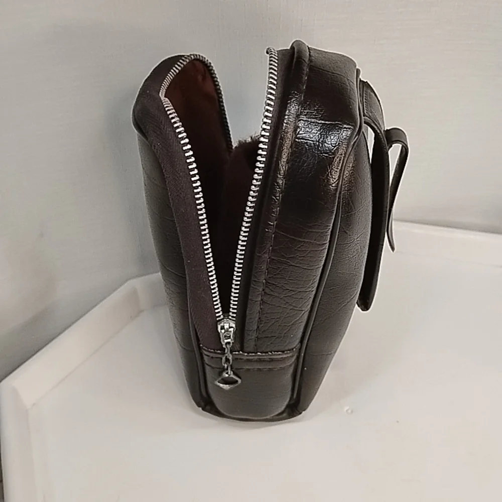 Vtg Wo/Men's Leather Belt Pouch Clip-on Waist Bag Soft 100% Cashmere Inside Nice
