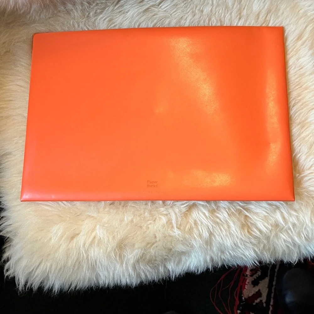 Recycled Leather Orange Document Envelope