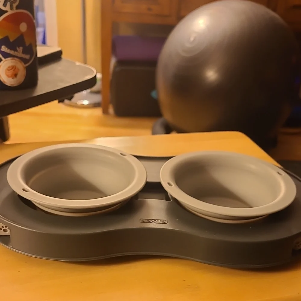 Elevated Gray Dog Feeder