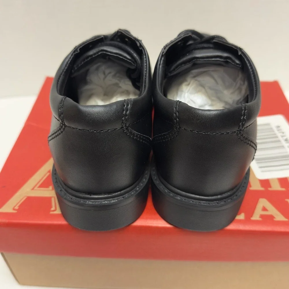 NEW! Academie Gear Kids Boys Scholar Oxford Dess Shoe Size 1 M Black Leather
