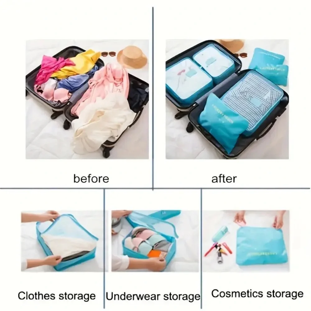 Cubes, Deep Blue Garment Bag Set for Travel, NEW