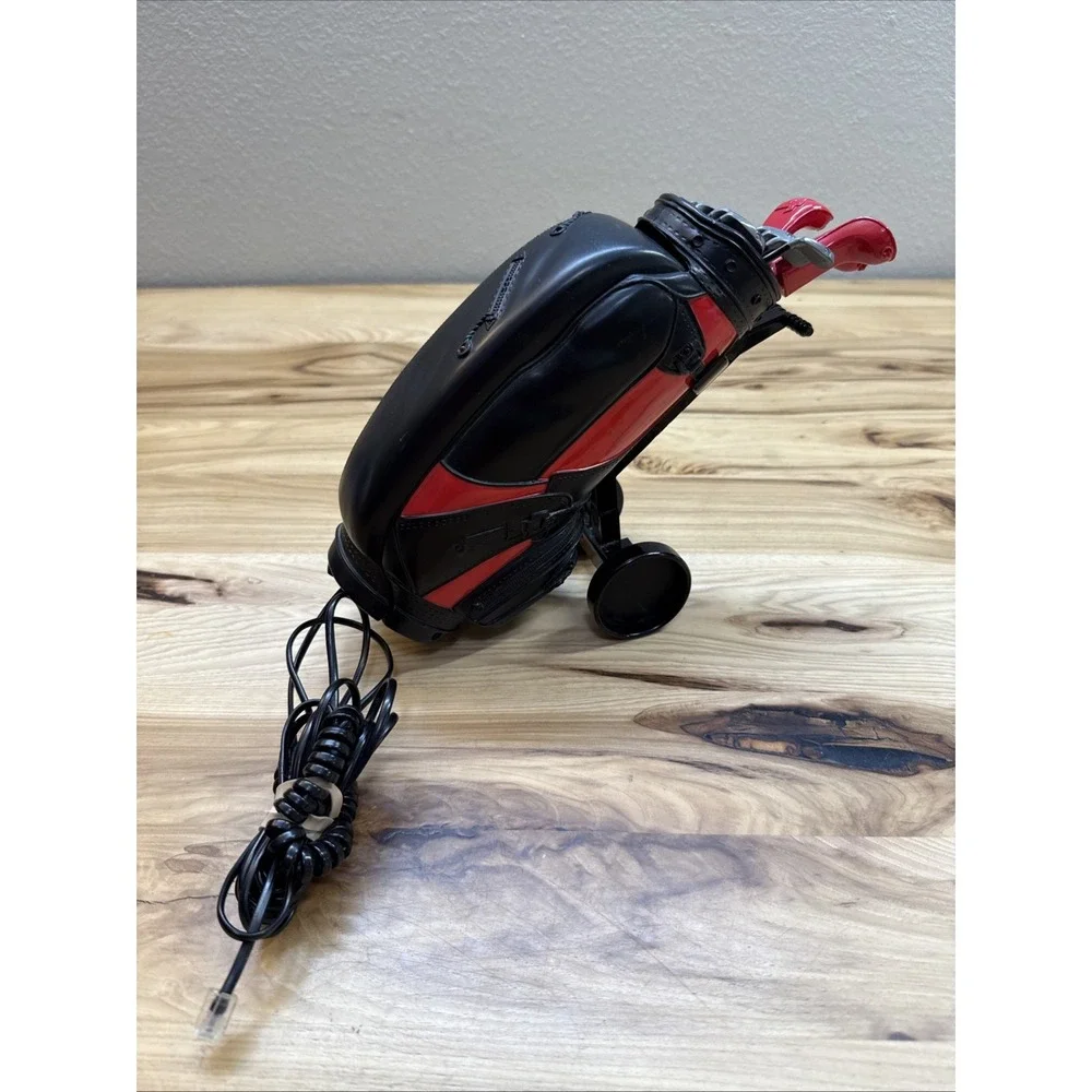Vtg Golf Bag Telephone Landline Golf Ball Push Button Black Red Desk Collector