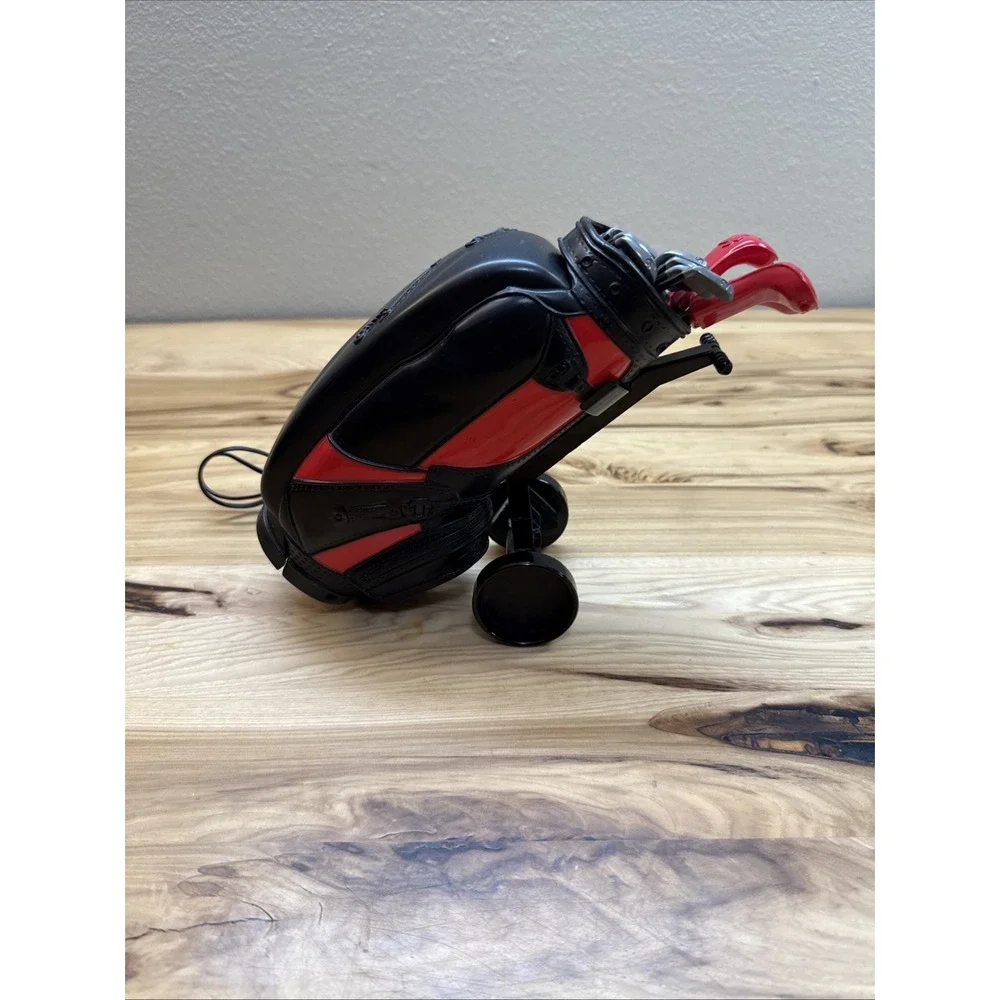 Vtg Golf Bag Telephone Landline Golf Ball Push Button Black Red Desk Collector