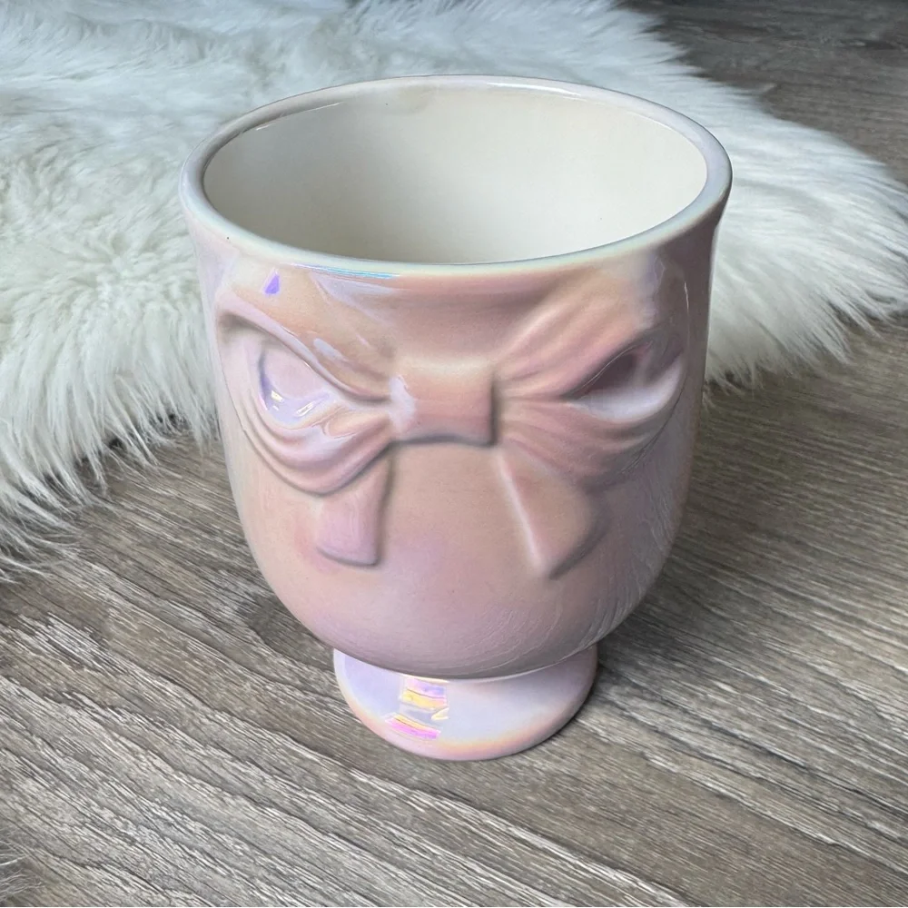 🎀 TARGET Coquette Ceramic Purple Bow Makeup Brush Holder Plant Pot