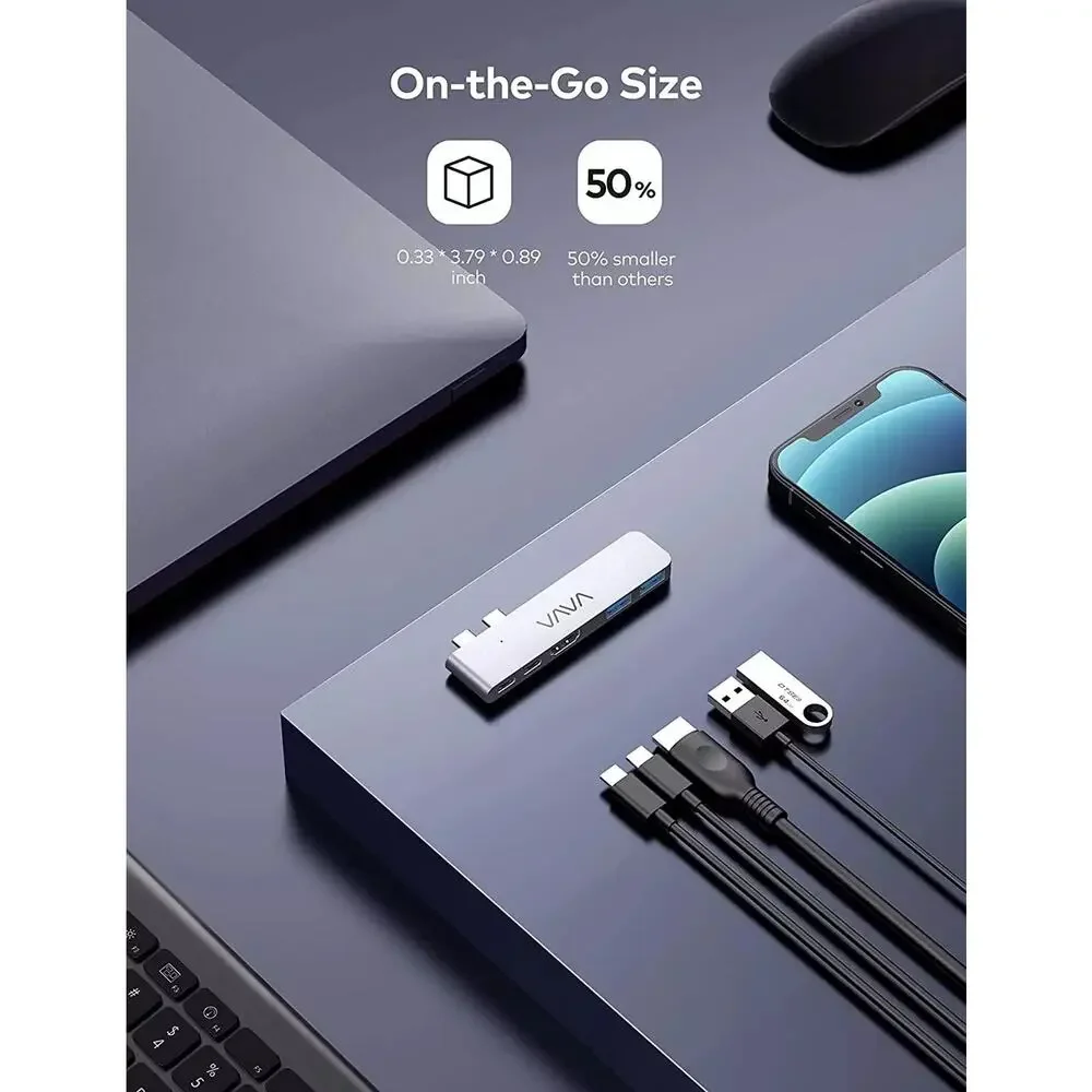 VAVA 5-in-2 USB-C Hub - Transfer, USB-C Port, HDMI Port 2 USB-A Ports