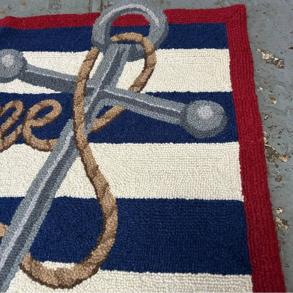 Nautical Welcome Mat with Anchor Design #1201257