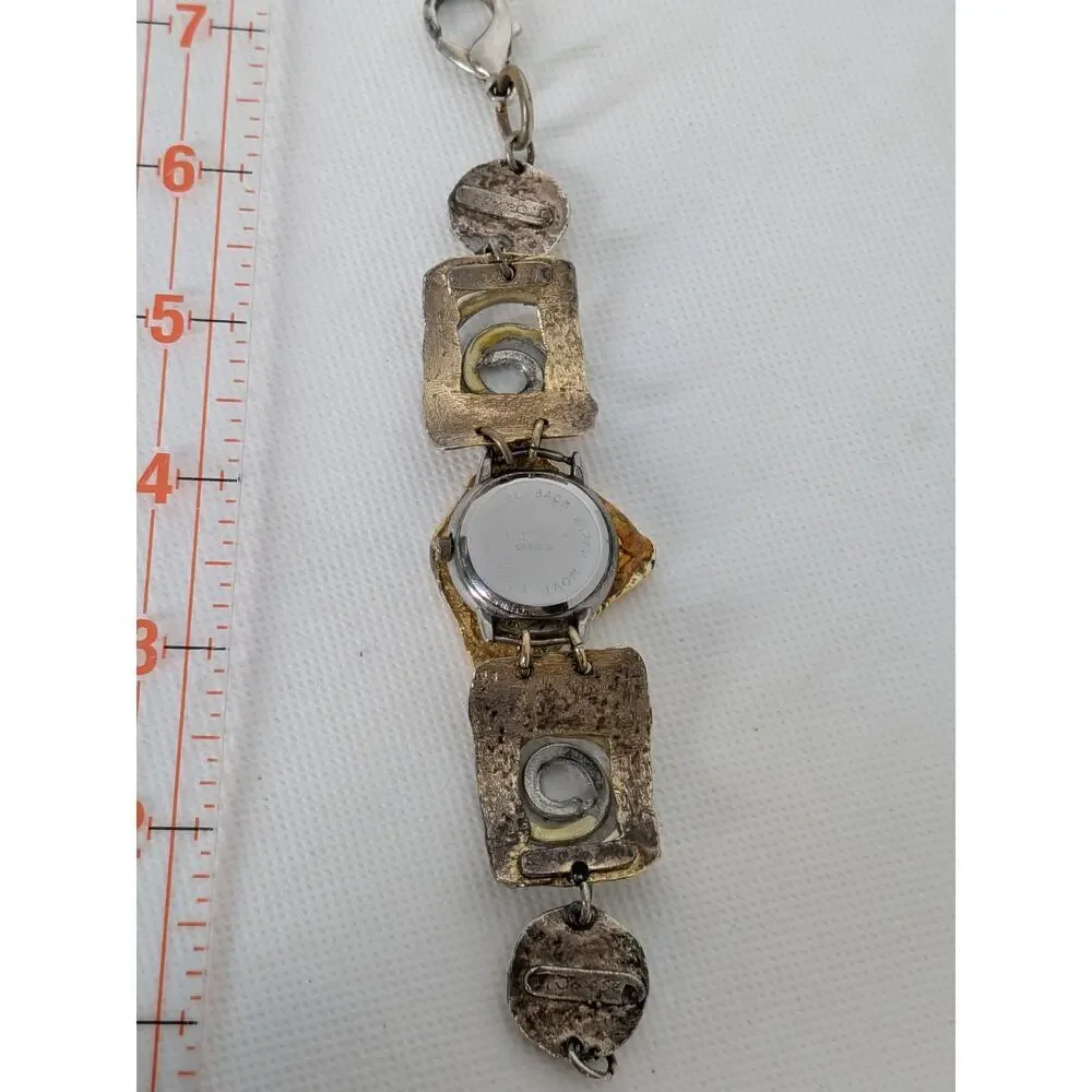 Vintage J Jansen Watch Women Gold Silver Tone Metallic Art Handmade Whimsical 7”