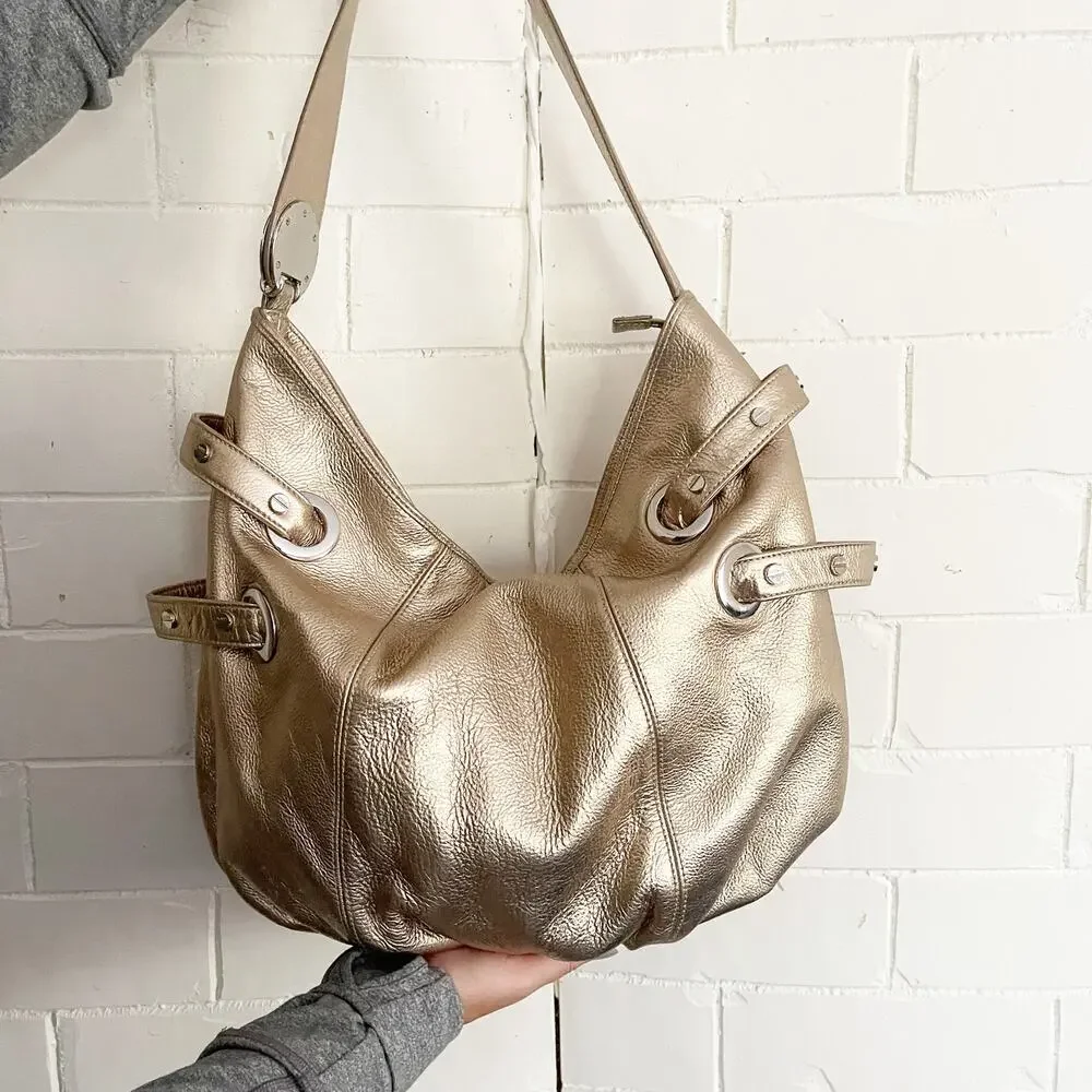 BODHI Gold Metallic Oversized Hobo Shoulder Bag