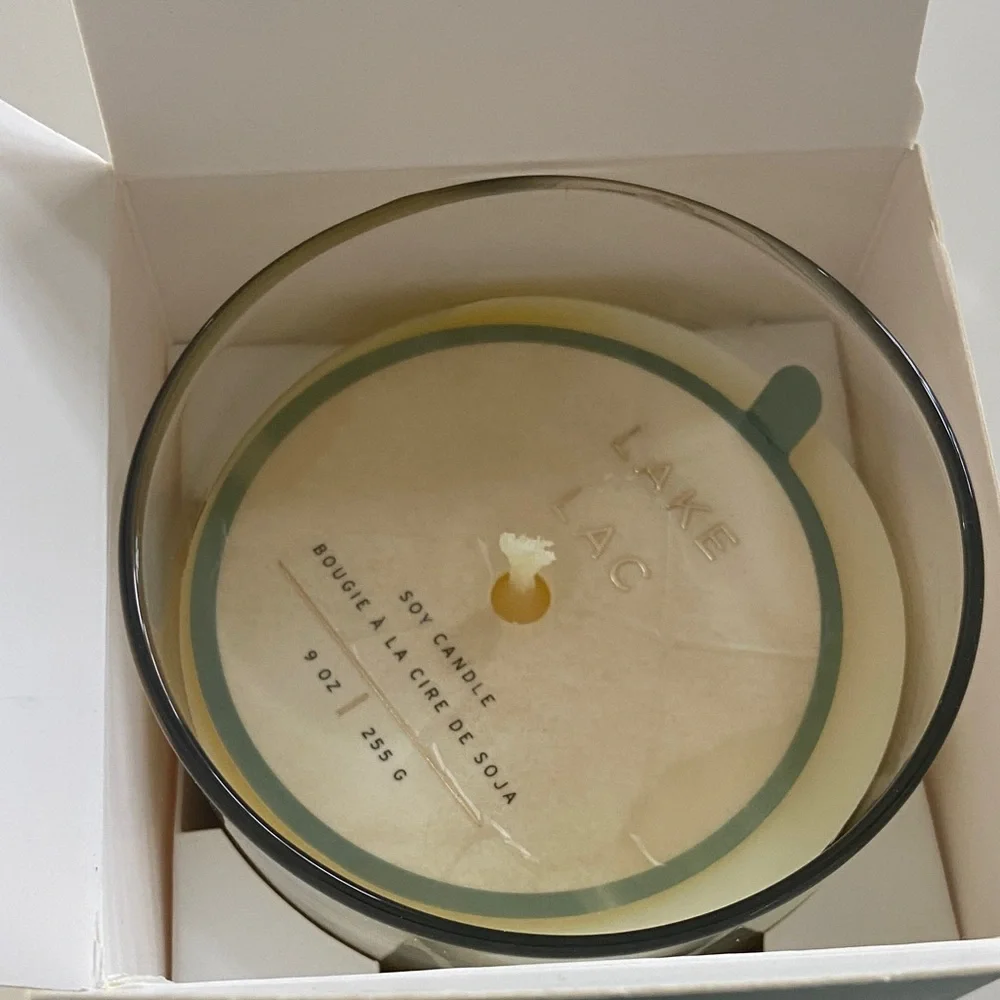 West Elm Lake Lac Candle in Green and White