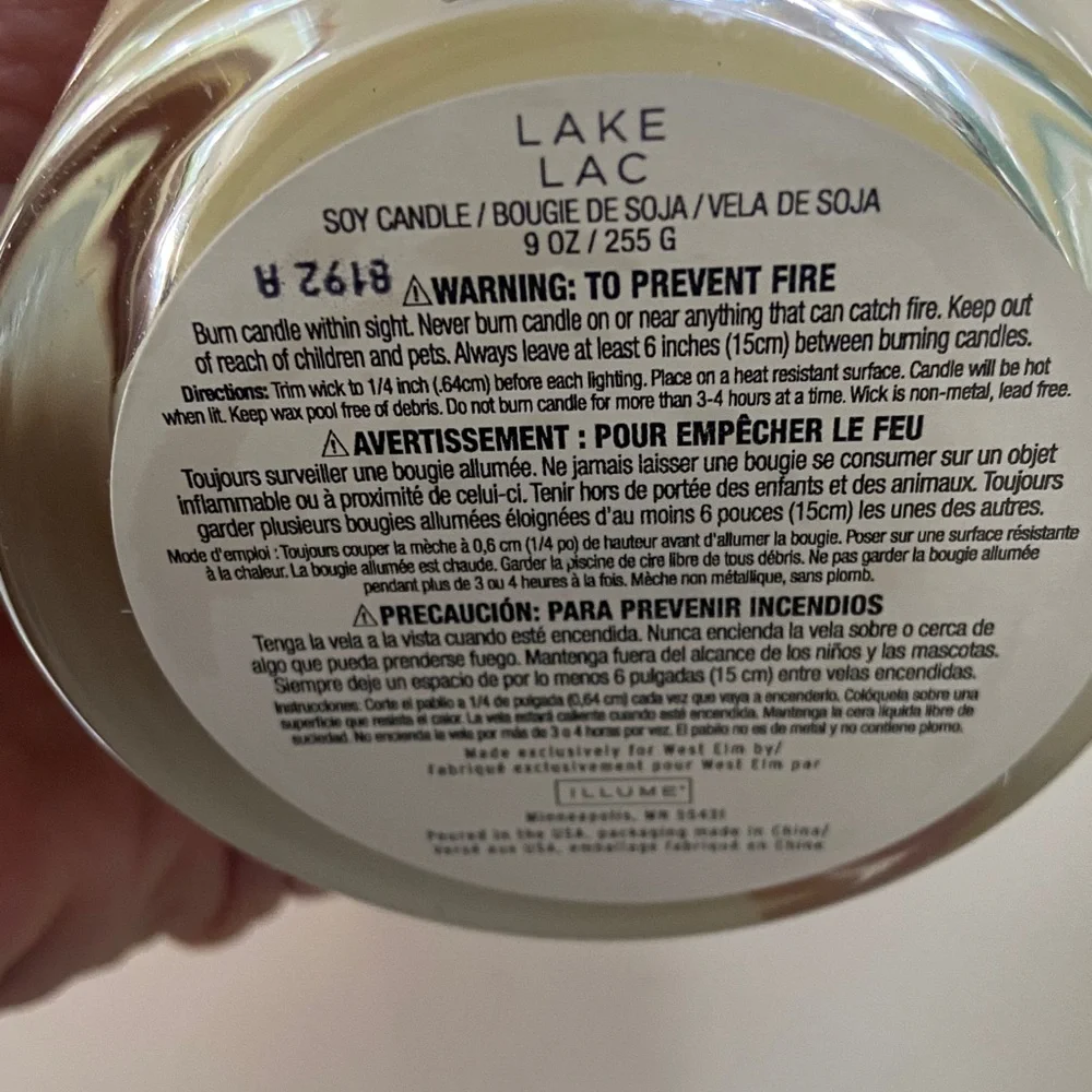 West Elm Lake Lac Candle in Green and White