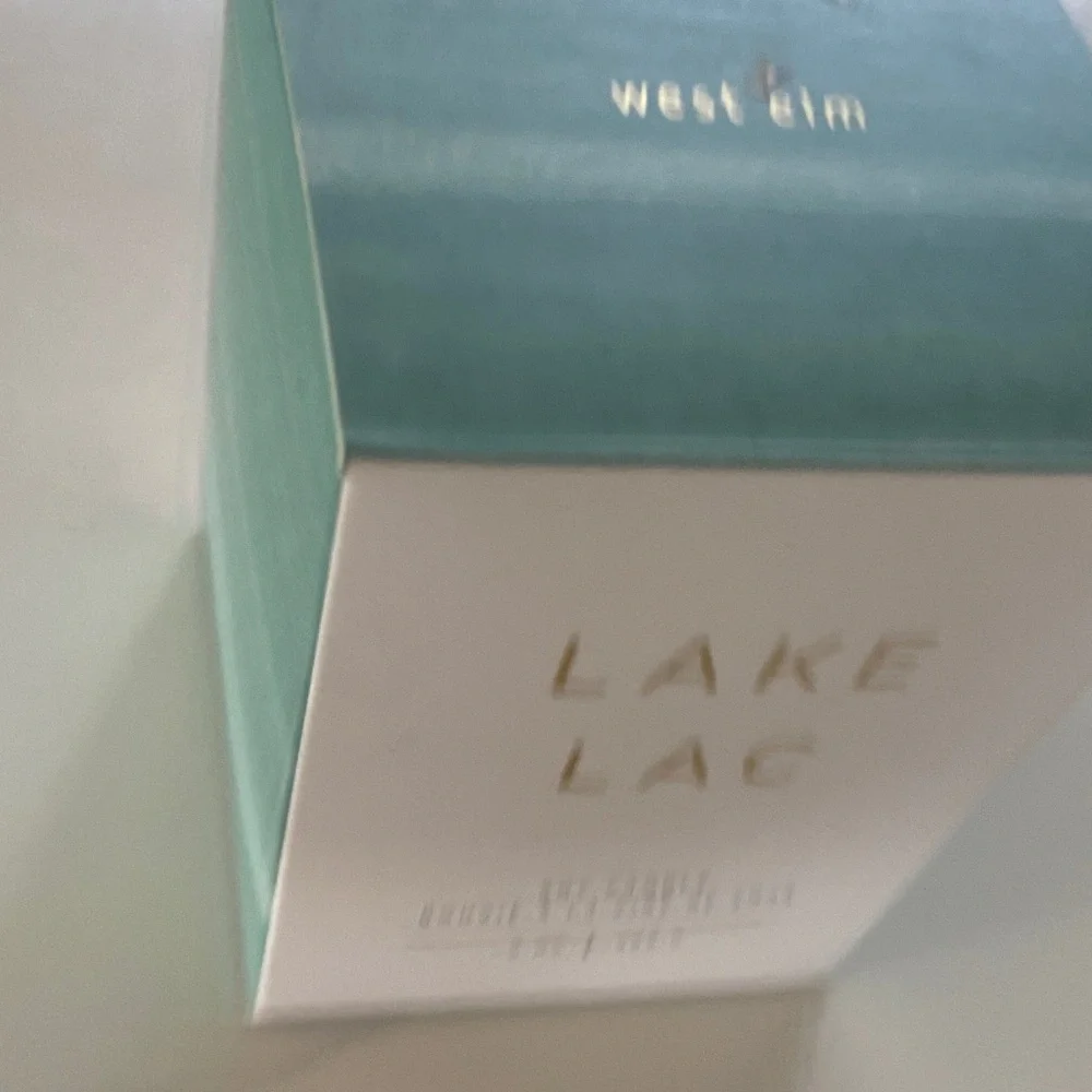 West Elm Lake Lac Candle in Green and White