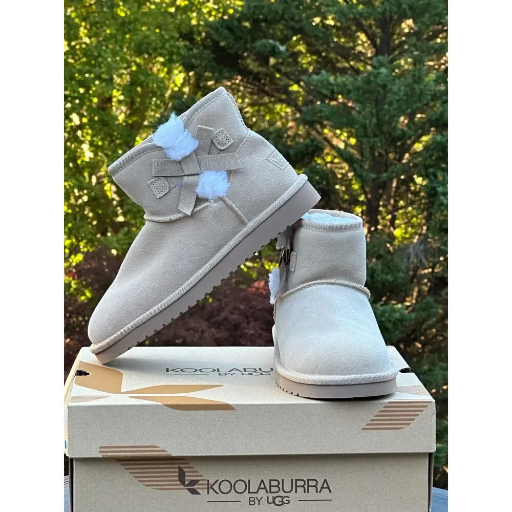 NIB Koolaburra by UGG Womens Shearling Bow Ankle Bootie - Womens 6 | Youth 4.5Y