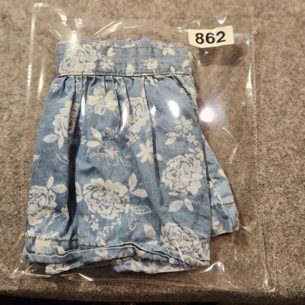 Vintage Y2K OshKosh B'gosh Denim Overall Dress Toddler Girls 18M Floral Jumper