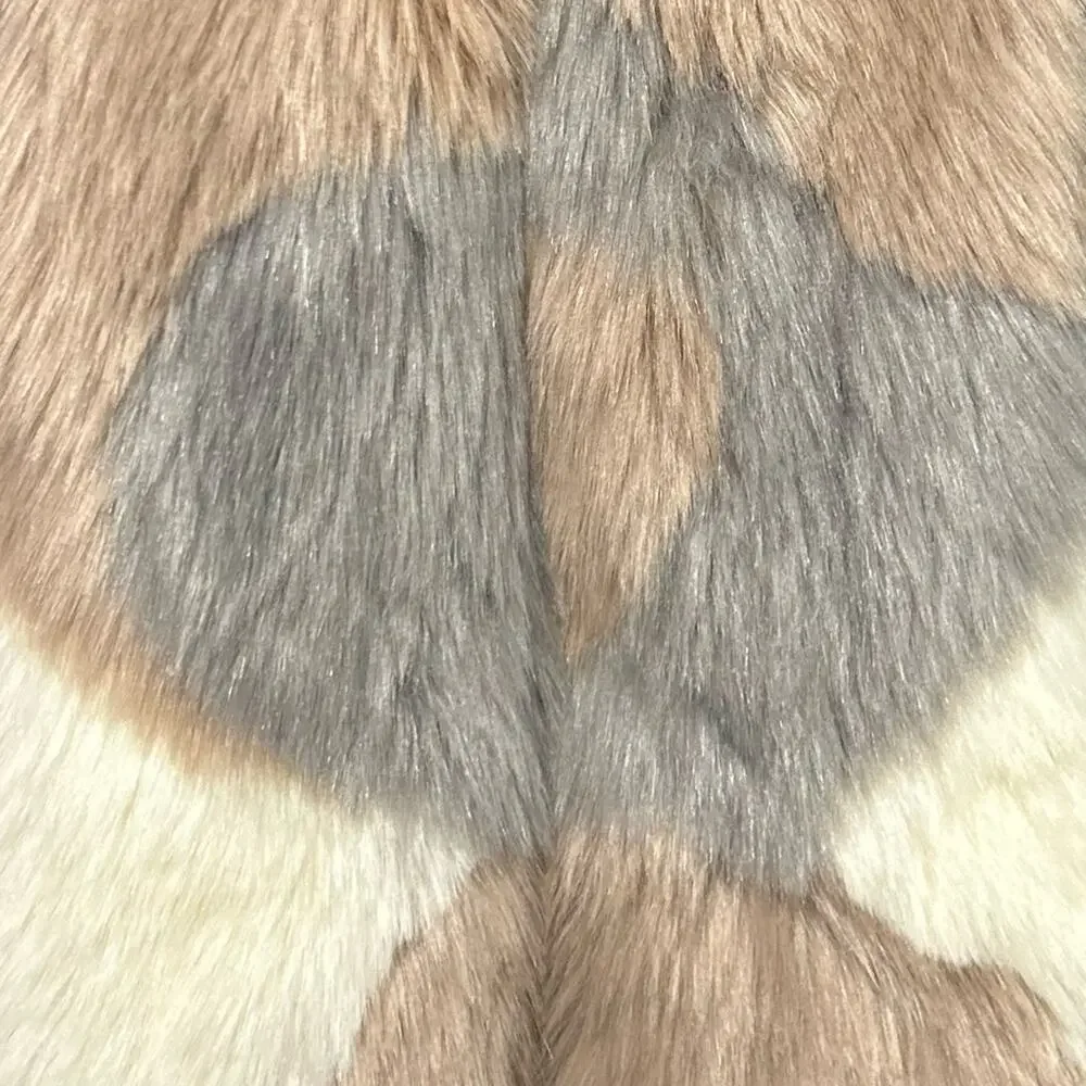 Ann Taylor The Loft Faux Fur Scarf Two Way Multicolor Pink Lavender Cream Winter