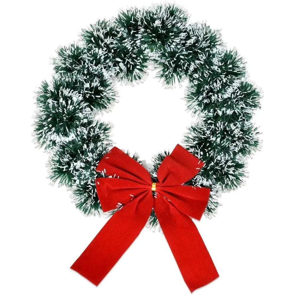 Elegant 9.5-Inch Pine Wreaths with Red Velvet Bow - 6-Pack for Celebration