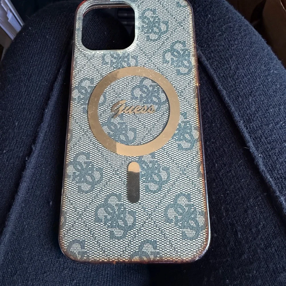 Iphone 13 pro mac case for Guess Gold and Black Floral Phone Case