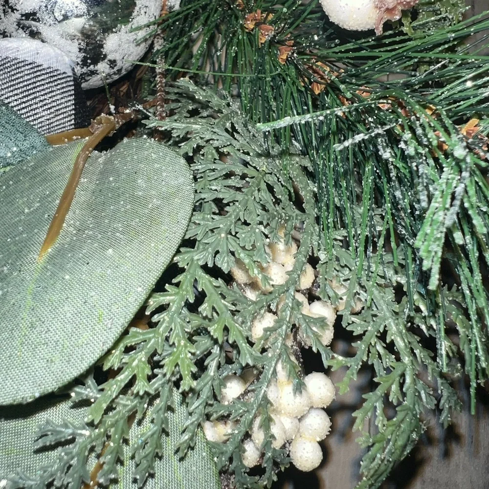 Buffalo black checkered Silver and Green Holiday Wreath