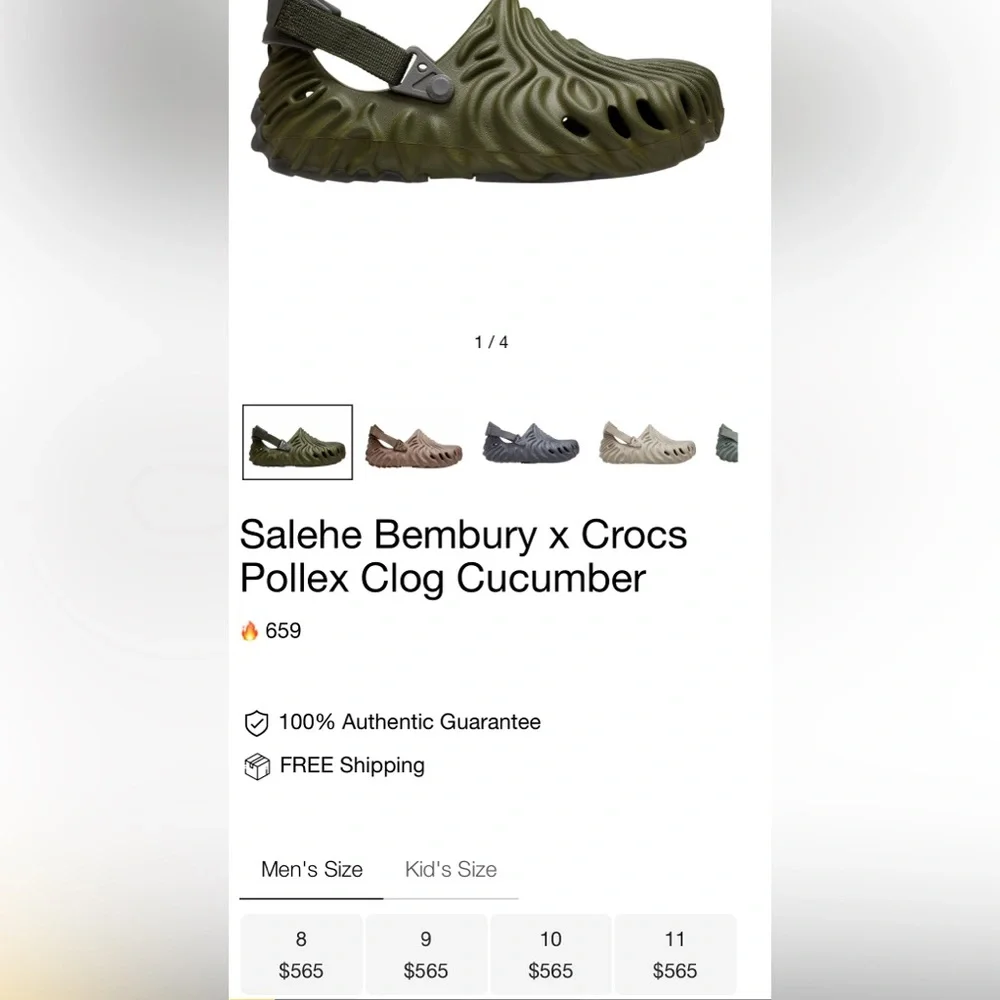 🔥 Crocs Pollex Clog by Salehe Bembury – Army Green (W9 / M7)