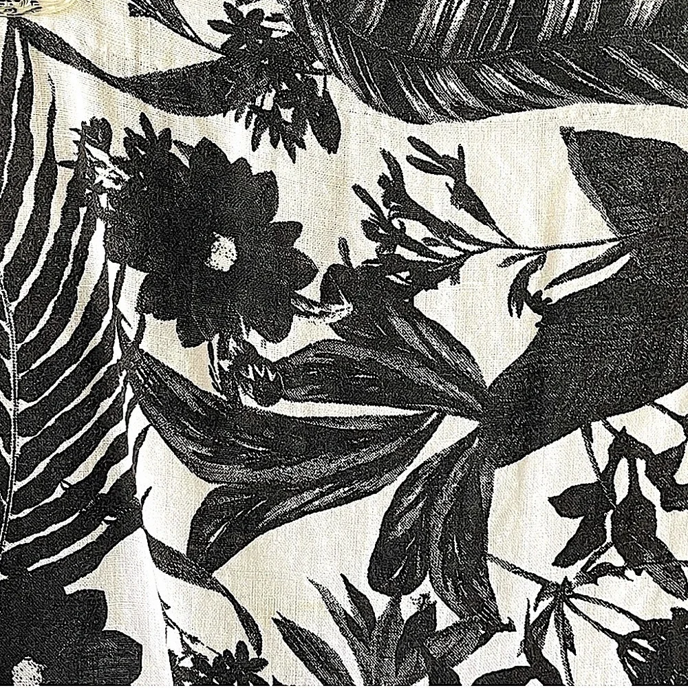 Zara Trafaluc Black & White Floral Linen Bandeau Strapless Jumpsuit Size Small