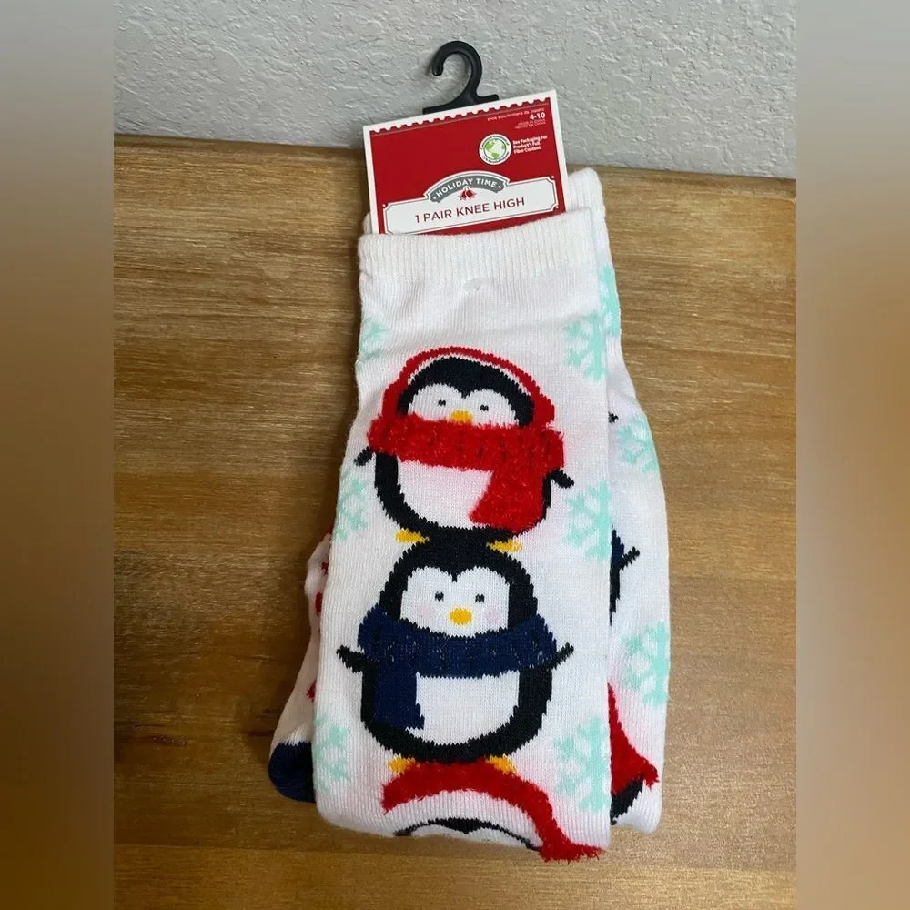 New Women Holiday Christmas Knee High Socks Bundle of 3 Winter Cute Silly
