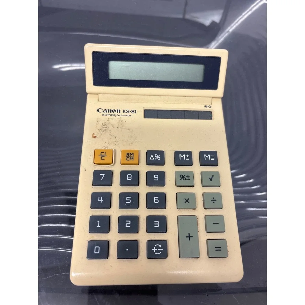 Canon KS-81 Electronic Calculator Vintage Cream Retro