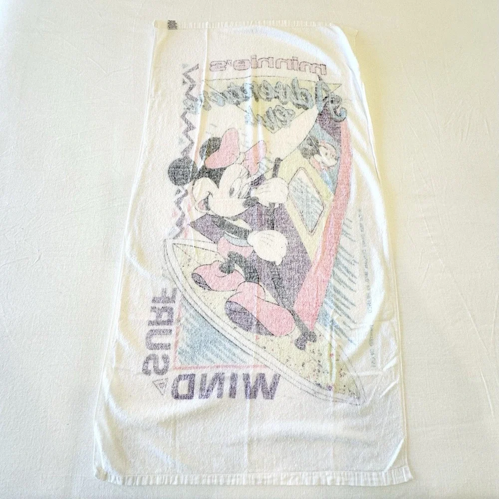 Vintage Disney Minnie Mouse Beach Towel Minnie's Adventure Club Surf Franco READ