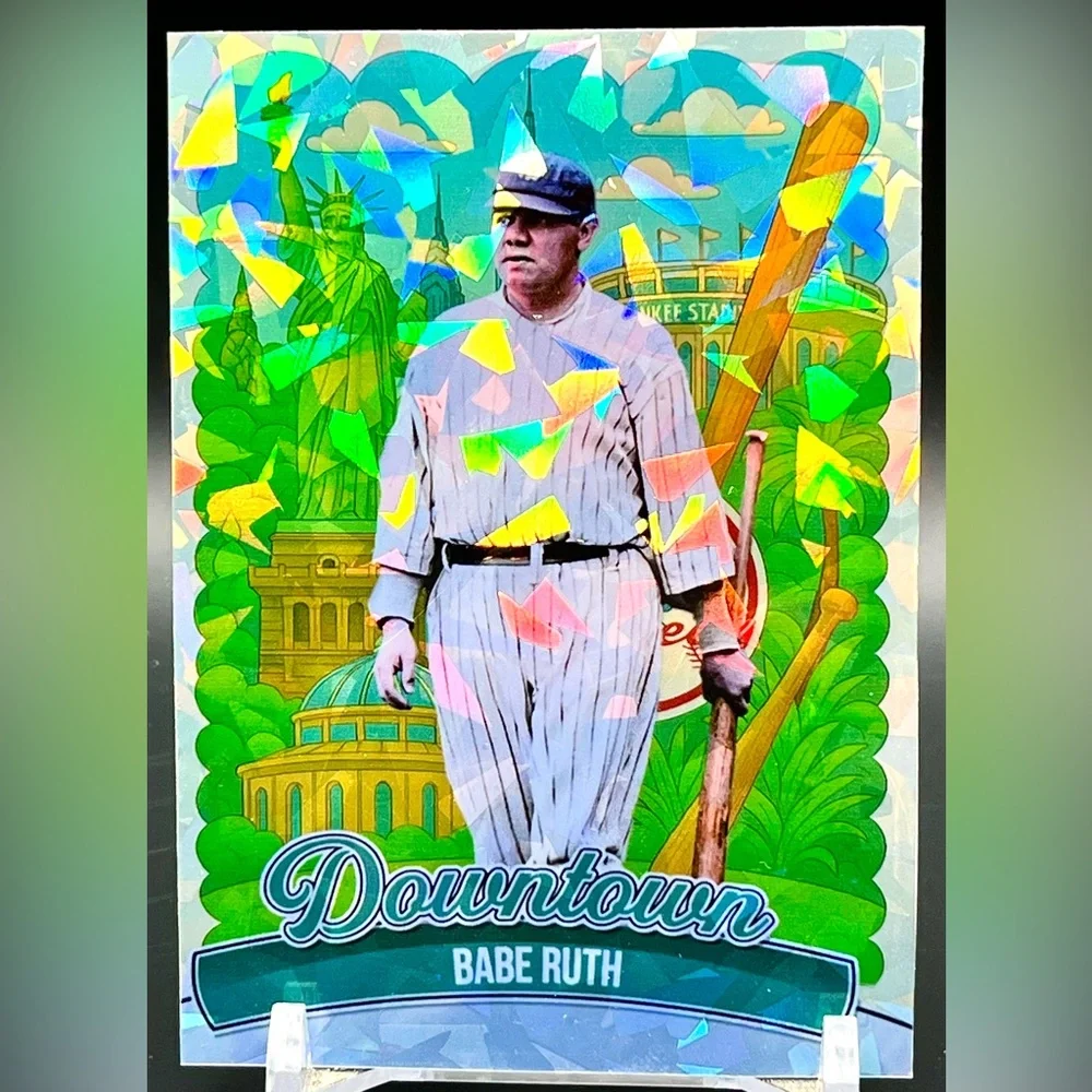 Babe Ruth SP Downtown Cracked Ice Holographic Custom Trading Card NY Yankees