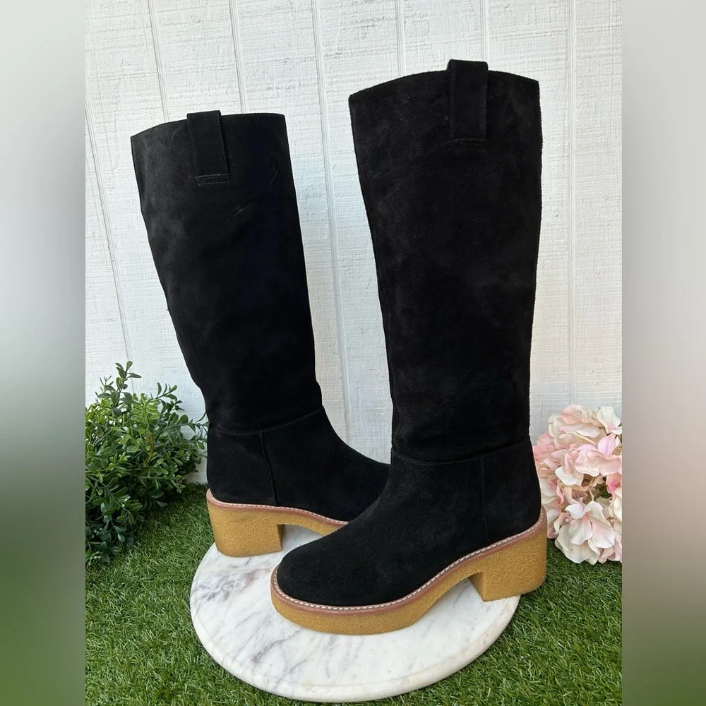 Stuart Weitzman Montana Slouch Suede Boots black size 8 New